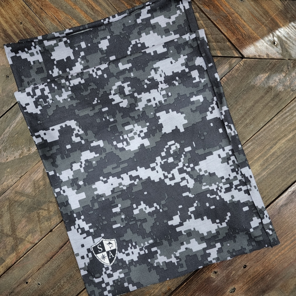 SA Company neck gaiter. Digital camo print